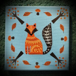 Scandinavian fox folk art painting