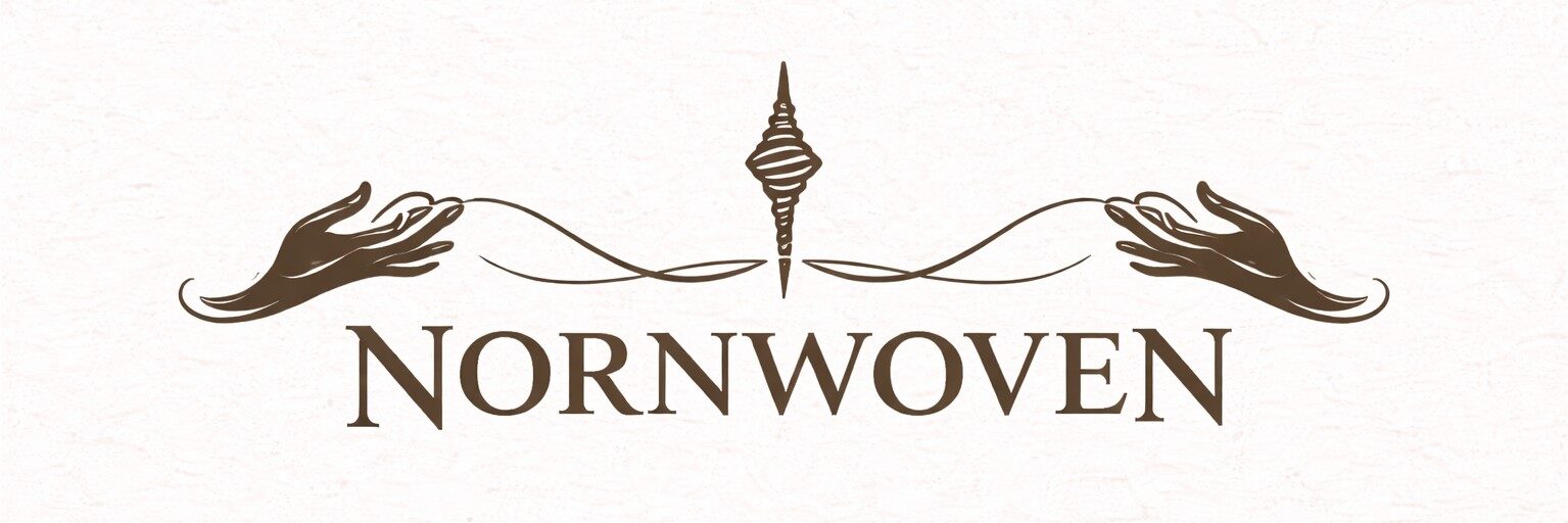 Nornwoven logo for website hand made crafts, candles, paintings, ritual items, pysanky and more
